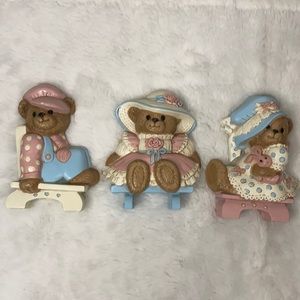 Vintage Burwood Co.  3 Nursery Bear Wall Plaques